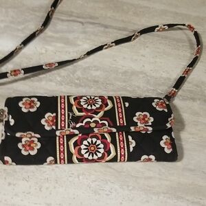 Vera Bradley Black and Red Floral Crossbody Wallet Bag